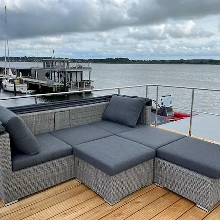 Hausboot Fjord Schleiliebe Mit Biosauna Und Dachterrasse In Schleswig Exterior photo