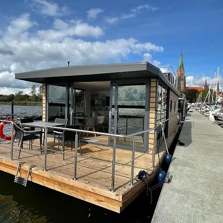 Hausboot Fjord Schleiliebe Mit Biosauna Und Dachterrasse In Schleswig Exterior photo