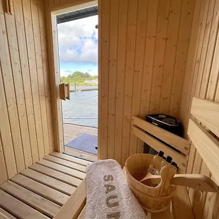 Hausboot Fjord Schleiliebe Mit Biosauna Und Dachterrasse In Schleswig Exterior photo